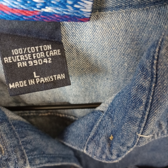 90s LasOlas Western Cowgirl Boot Denim Long Sleeve Shirt Womens Size L (14-16) - Picture 6 of 7